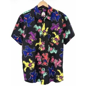 Grateful Dead Dancing Bears Shirt Mens XL Bioworld Camp Button Down Neon AOP NWT